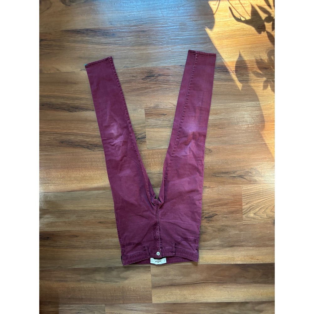 Hollister Skinny Jeans Burgundy Maroon Stretch Denim Pants Womens Size 00 23